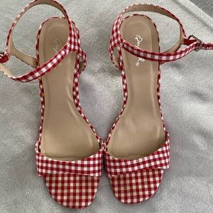 Strapping red gingham heels